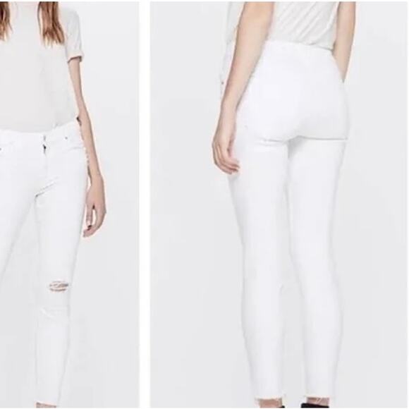 MOTHER Looker Ankle Fray Jeans White Little Miss Innocent 28 NEW CleanGirl Chic - Picture 6 of 7